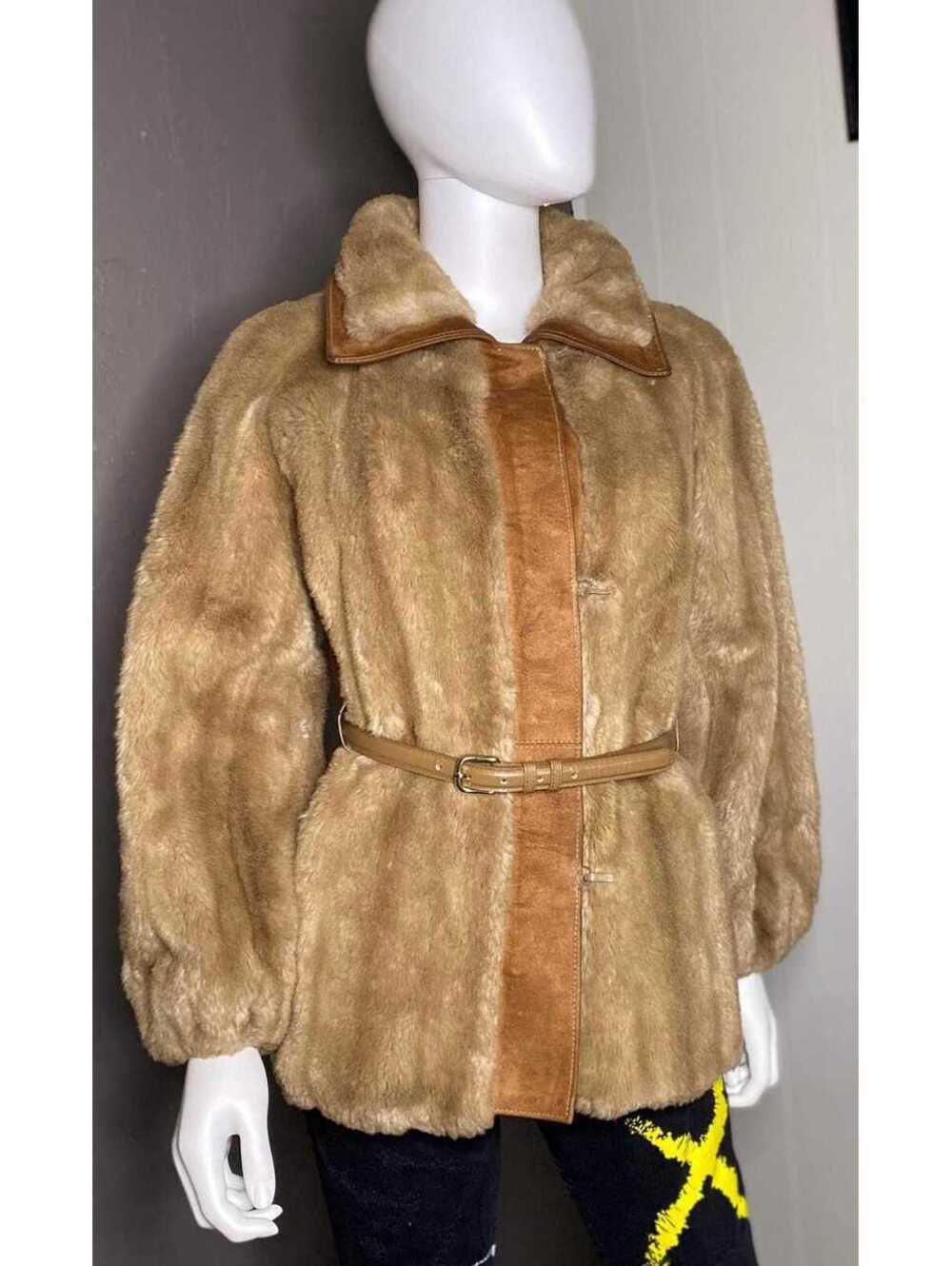 1960's Lilli Ann London Leathers Faux Fur and Suede MOD Coat Puff Sleeve